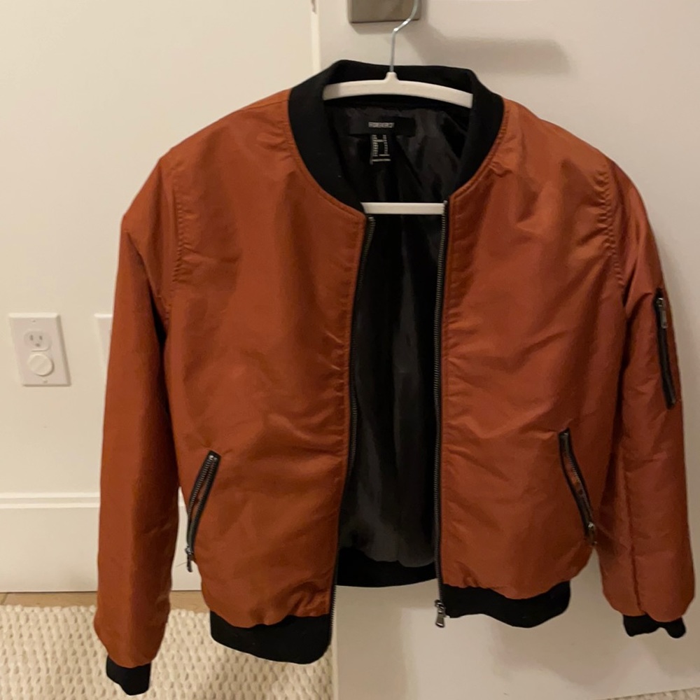 Copper colored bomber jacket